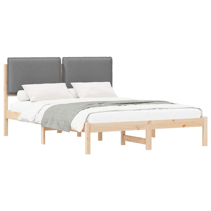 Letto con Testiera Rivestita Grigio chiaro 140 x 190 cm