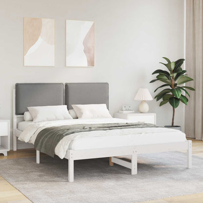 Letto con Testiera Rivestita Grigio chiaro 135 x 190 cm