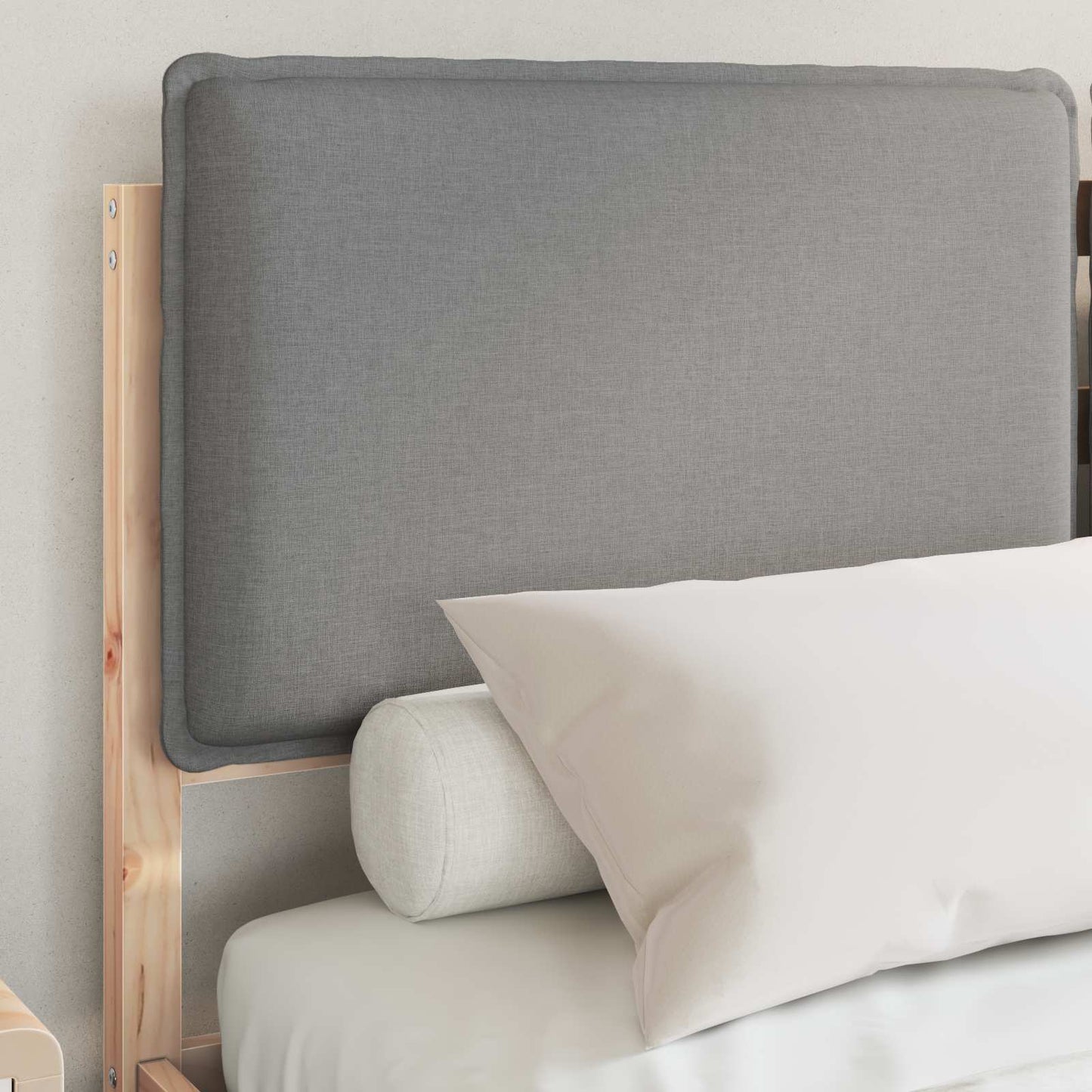 Letto con Testiera Rivestita Grigio chiaro 120 x 190 cm