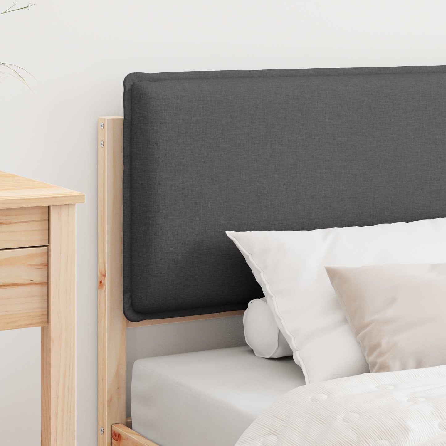 Letto con Testiera Rivestita Grigio scuro 100 x 200 cm