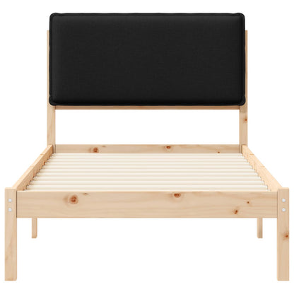 Letto con Testiera Rivestita Nero 90 x 200 cm Pino massello