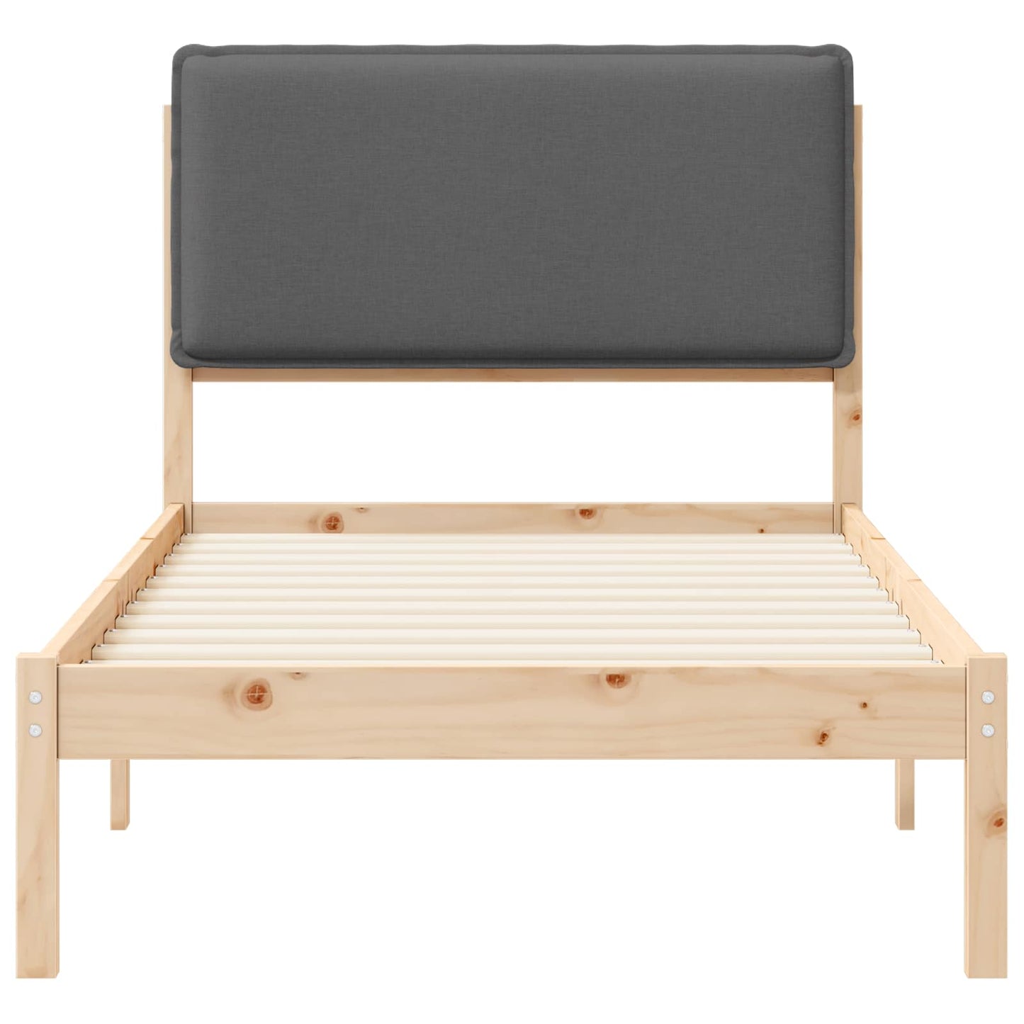 Letto con Testiera Rivestita Grigio scuro 90 x 190 cm