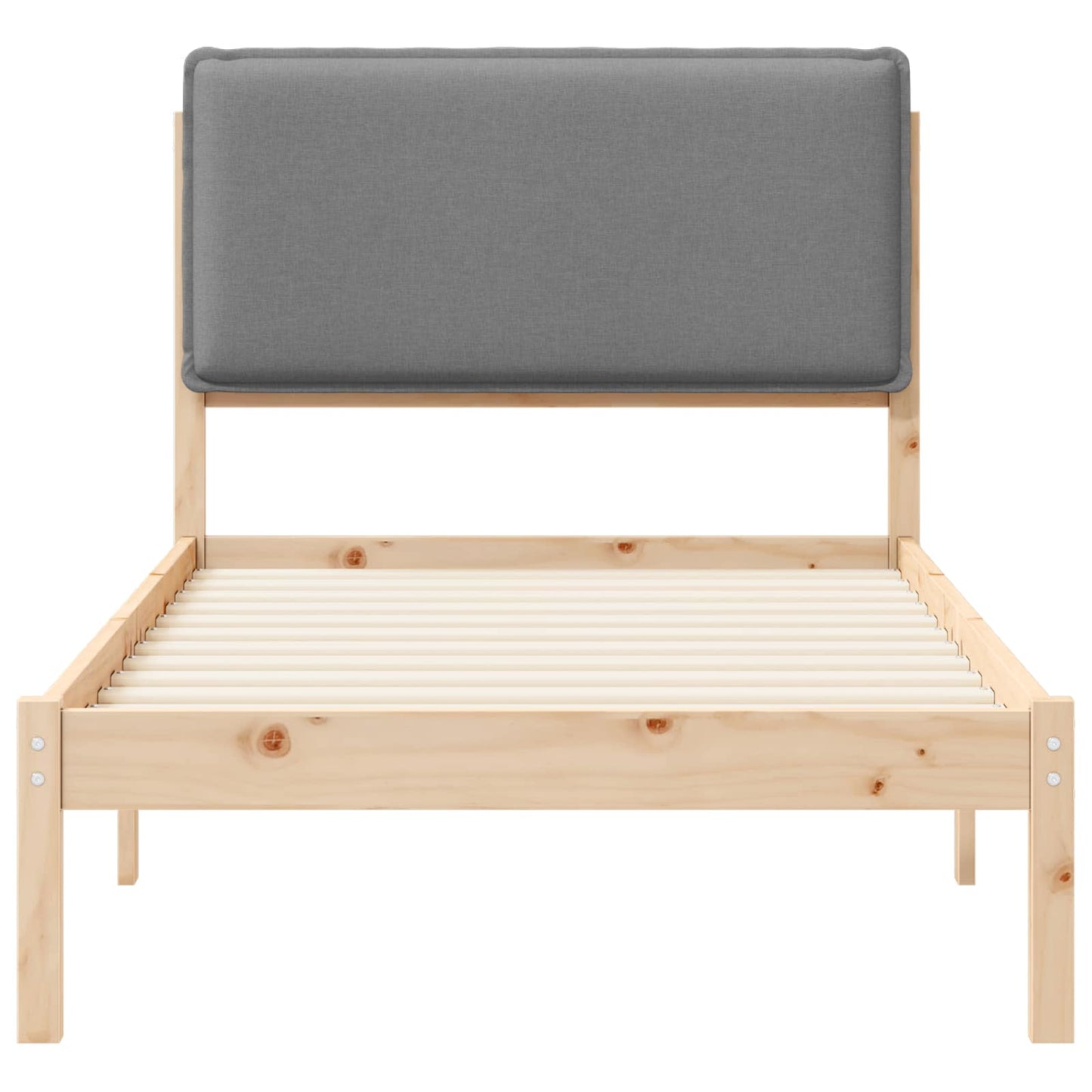Letto con Testiera Rivestita Grigio chiaro 75 x 190 cm