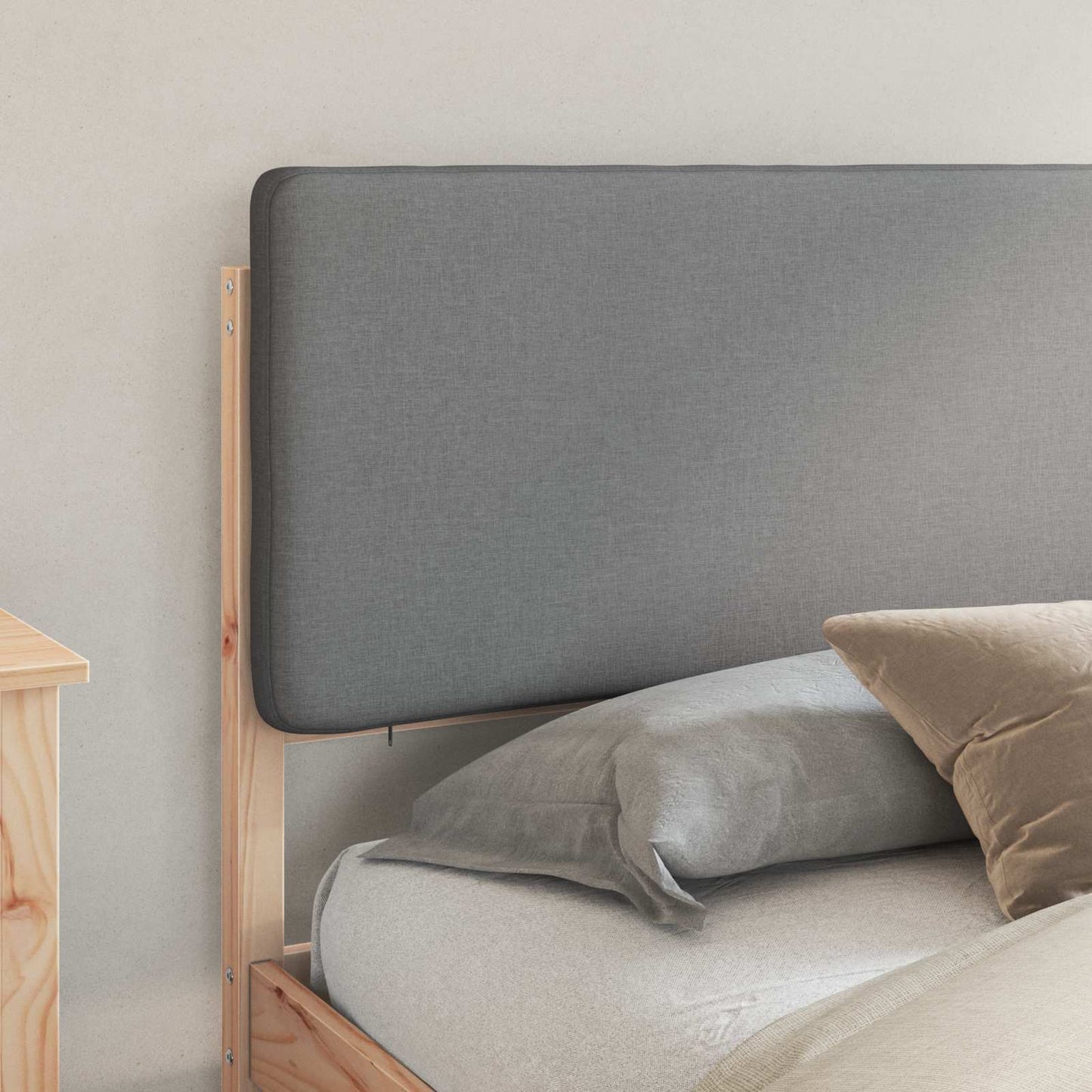 Letto con Testiera Rivestita Grigio chiaro 180 x 200 cm