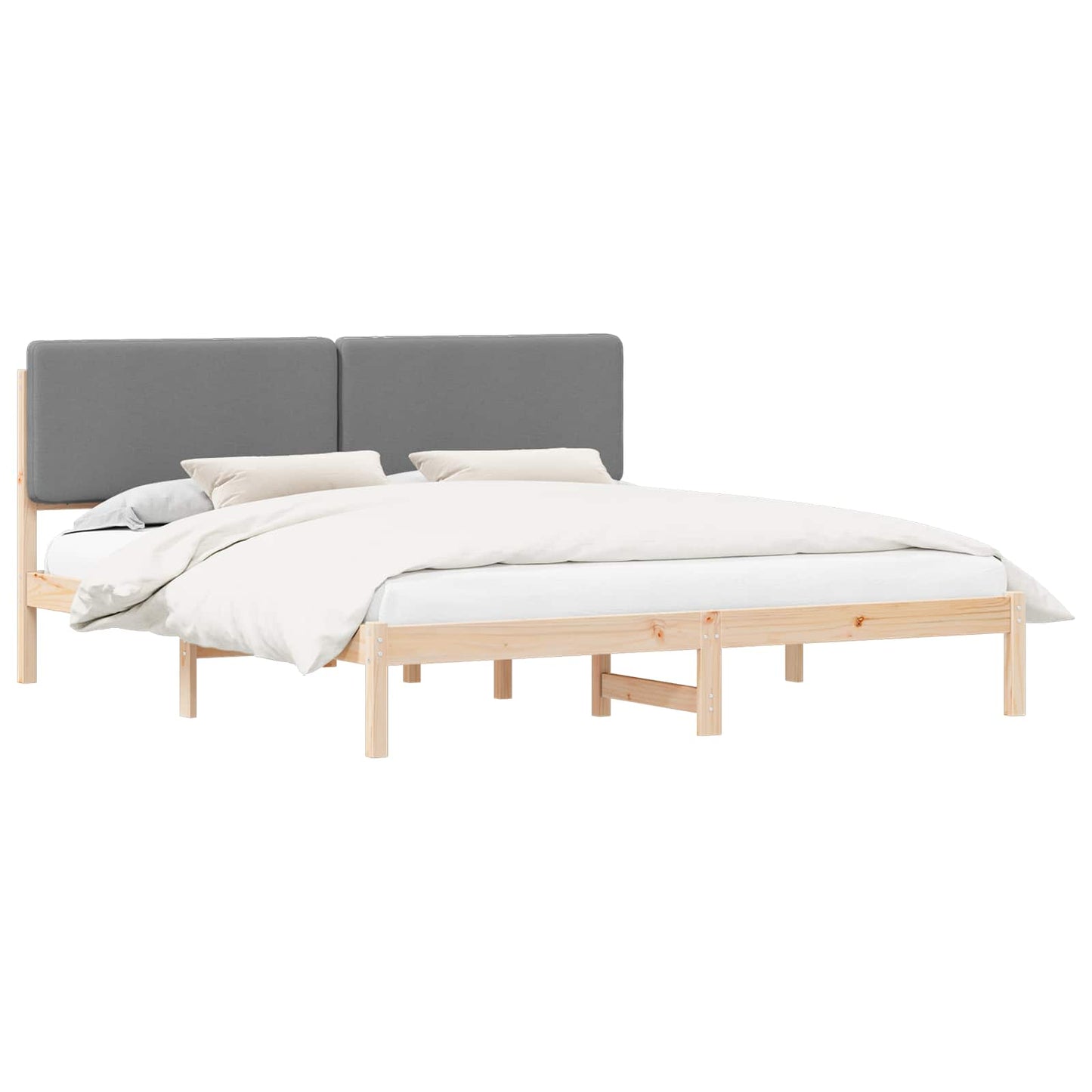 Letto con Testiera Rivestita Grigio chiaro 180 x 200 cm