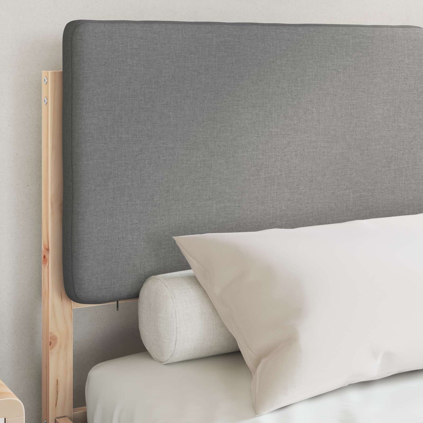 Letto con Testiera Rivestita Grigio chiaro 150 x 200 cm