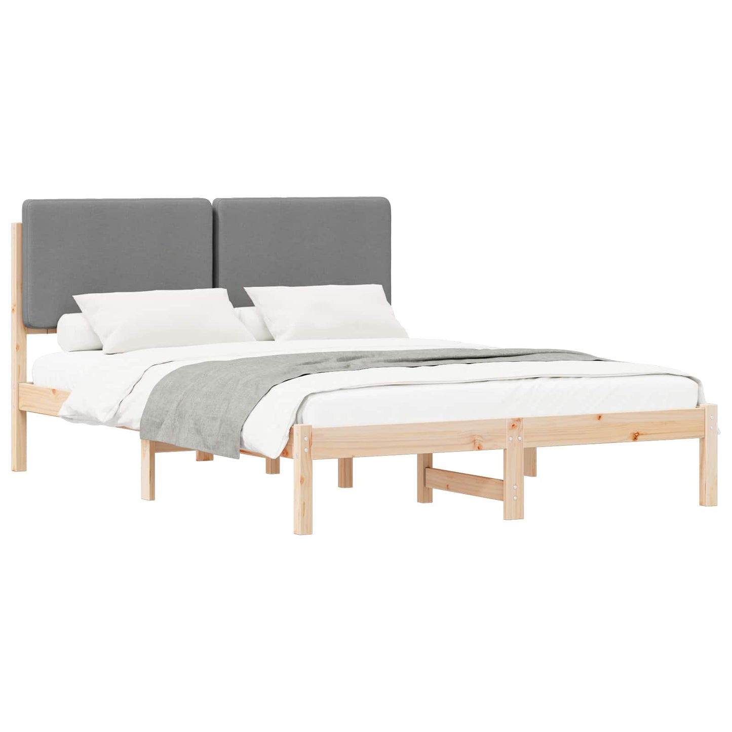 Letto con Testiera Rivestita Grigio chiaro 150 x 200 cm