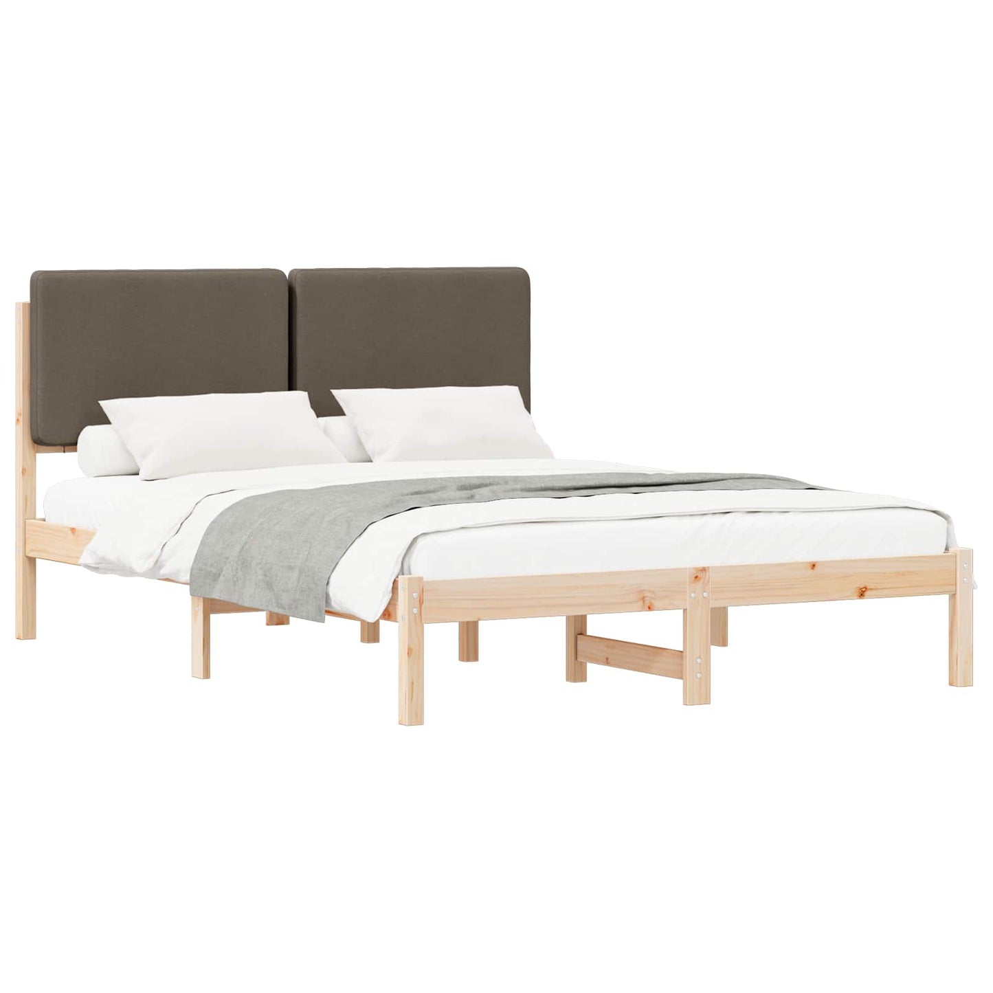 Letto con Testiera Rivestita Talpa 150 x 200 cm Pino massello