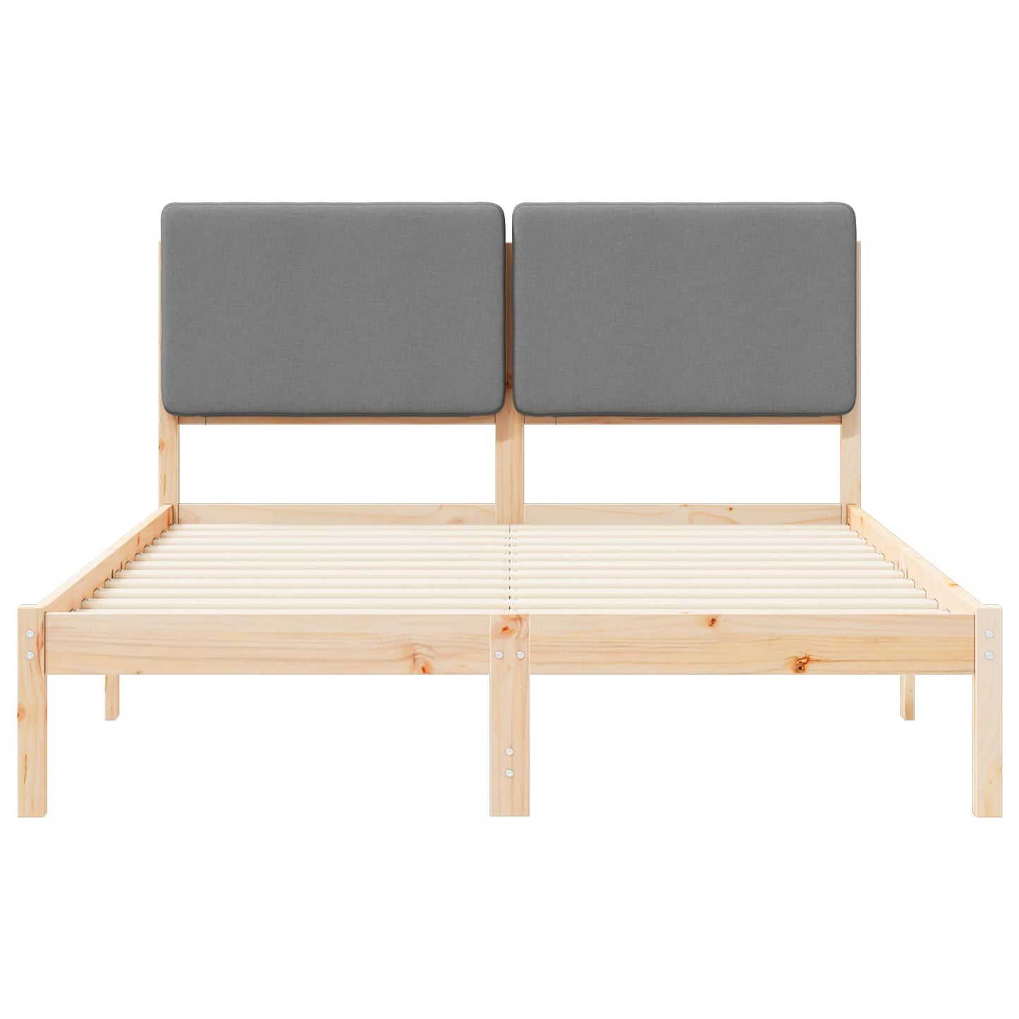 Letto con Testiera Rivestita Grigio chiaro 140 x 200 cm