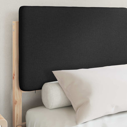 Letto con Testiera Rivestita Nero 140 x 200 cm Pino massello