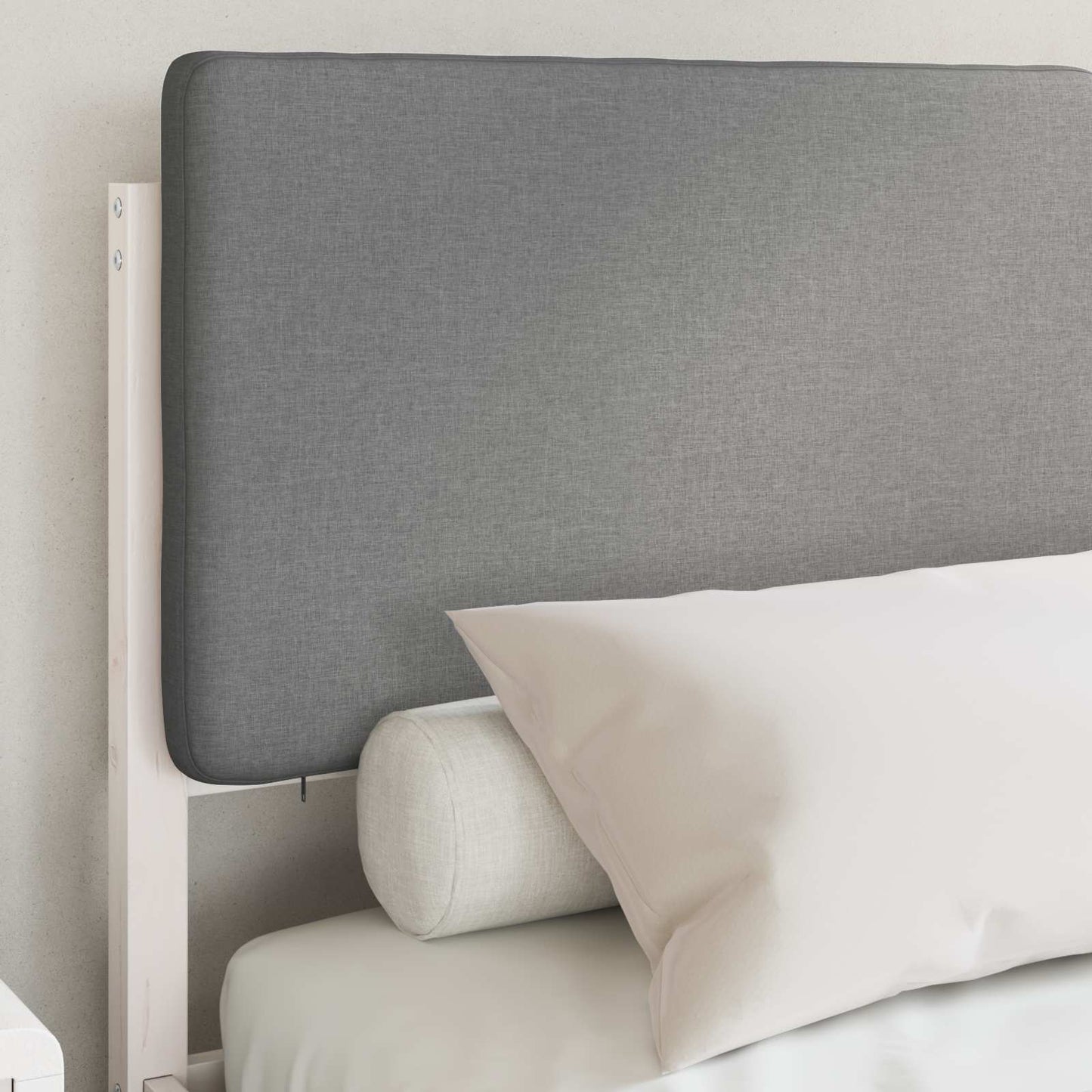 Letto con Testiera Rivestita Grigio chiaro 140 x 200 cm