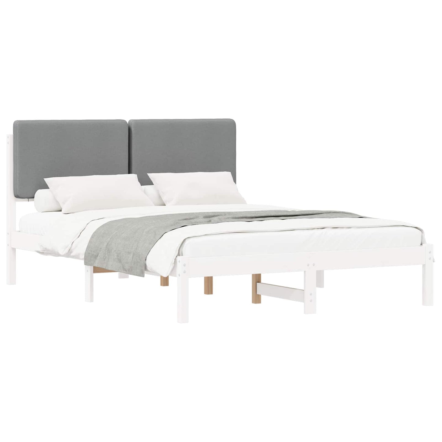 Letto con Testiera Rivestita Grigio chiaro 140 x 200 cm