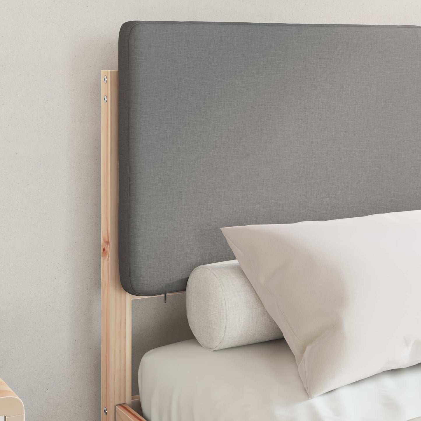 Letto con Testiera Rivestita Grigio chiaro 120 x 200 cm
