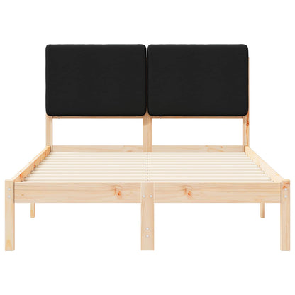 Letto con Testiera Rivestita Nero 120 x 200 cm Pino massello