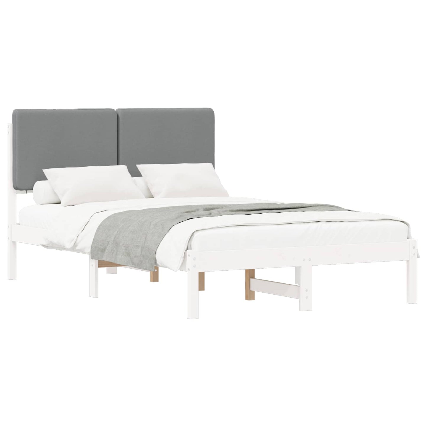Letto con Testiera Rivestita Grigio chiaro 120 x 200 cm