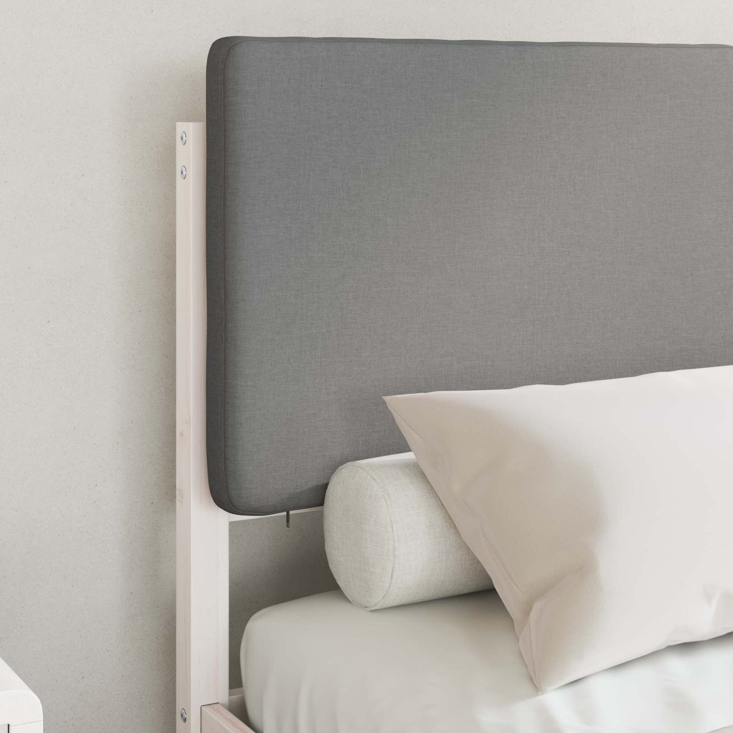 Letto con Testiera Rivestita Grigio chiaro 135 x 190 cm