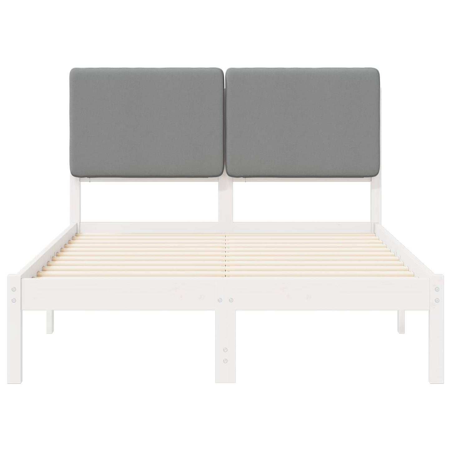 Letto con Testiera Rivestita Grigio chiaro 135 x 190 cm