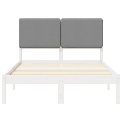 Letto con Testiera Rivestita Grigio chiaro 135 x 190 cm