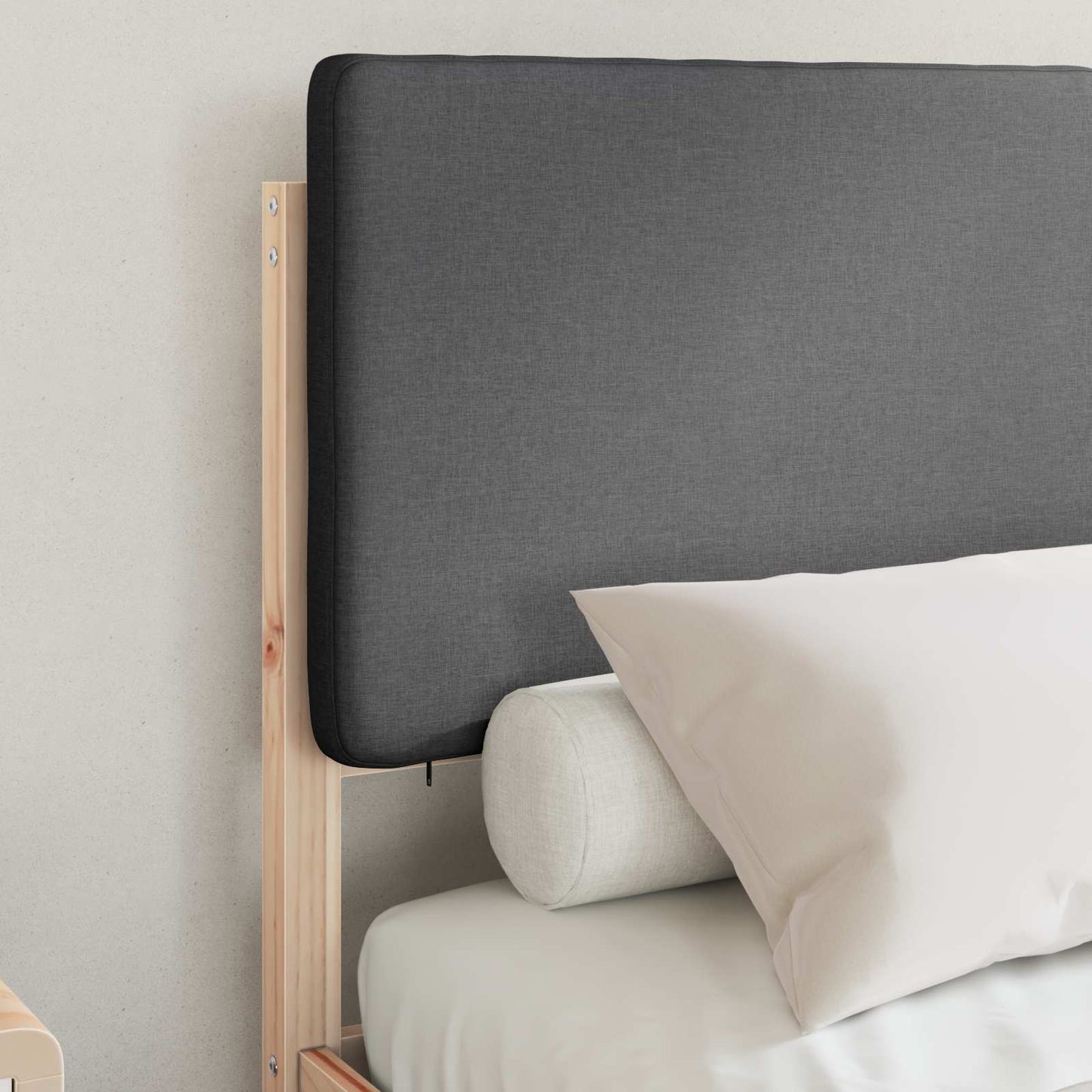 Letto con Testiera Rivestita Grigio scuro 120 x 190 cm