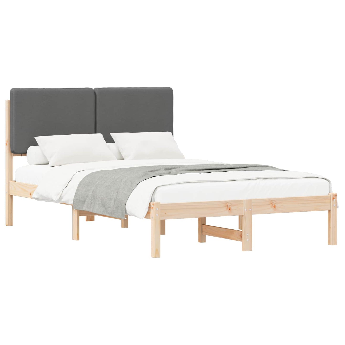 Letto con Testiera Rivestita Grigio scuro 120 x 190 cm