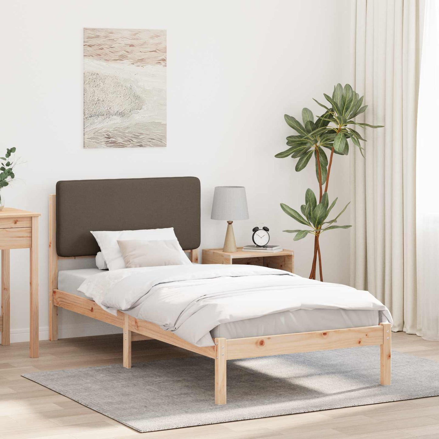 Letto con Testiera Rivestita Talpa 100 x 200 cm Pino massello