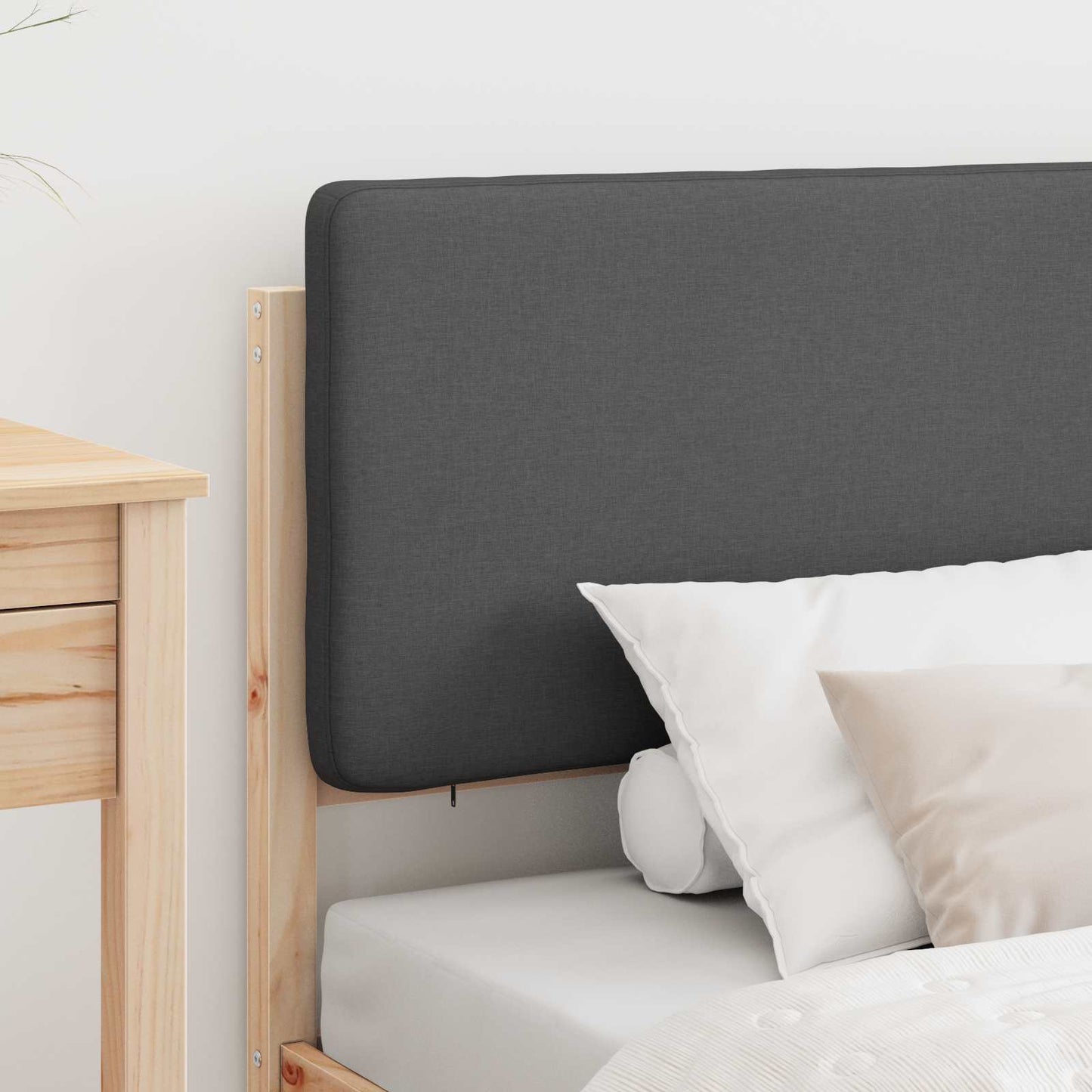 Letto con Testiera Rivestita Grigio scuro 90 x 200 cm