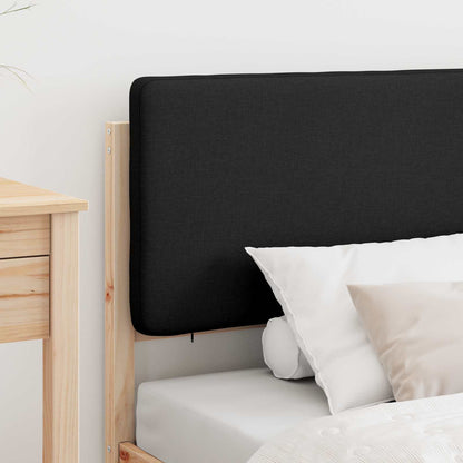 Letto con Testiera Rivestita Nero 90 x 200 cm Pino massello