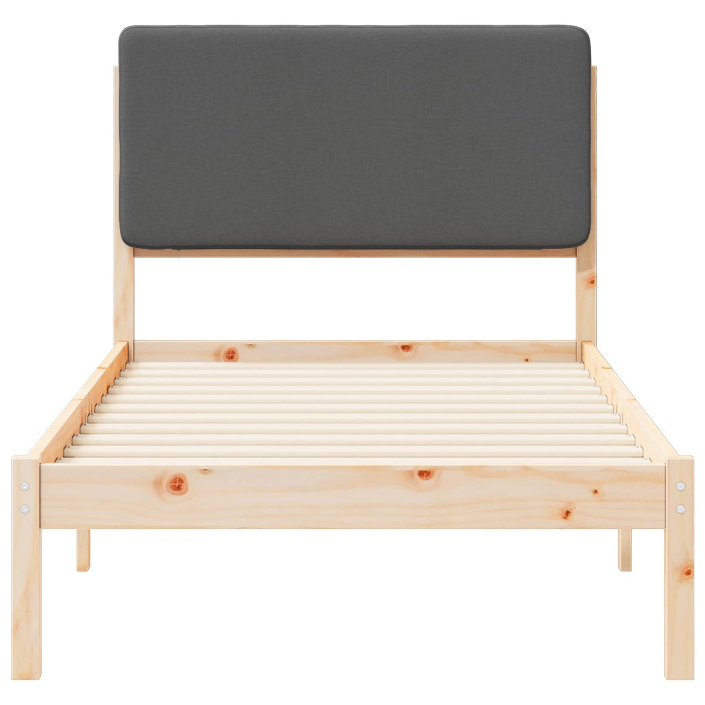 Letto con Testiera Rivestita Grigio scuro 80 x 200 cm