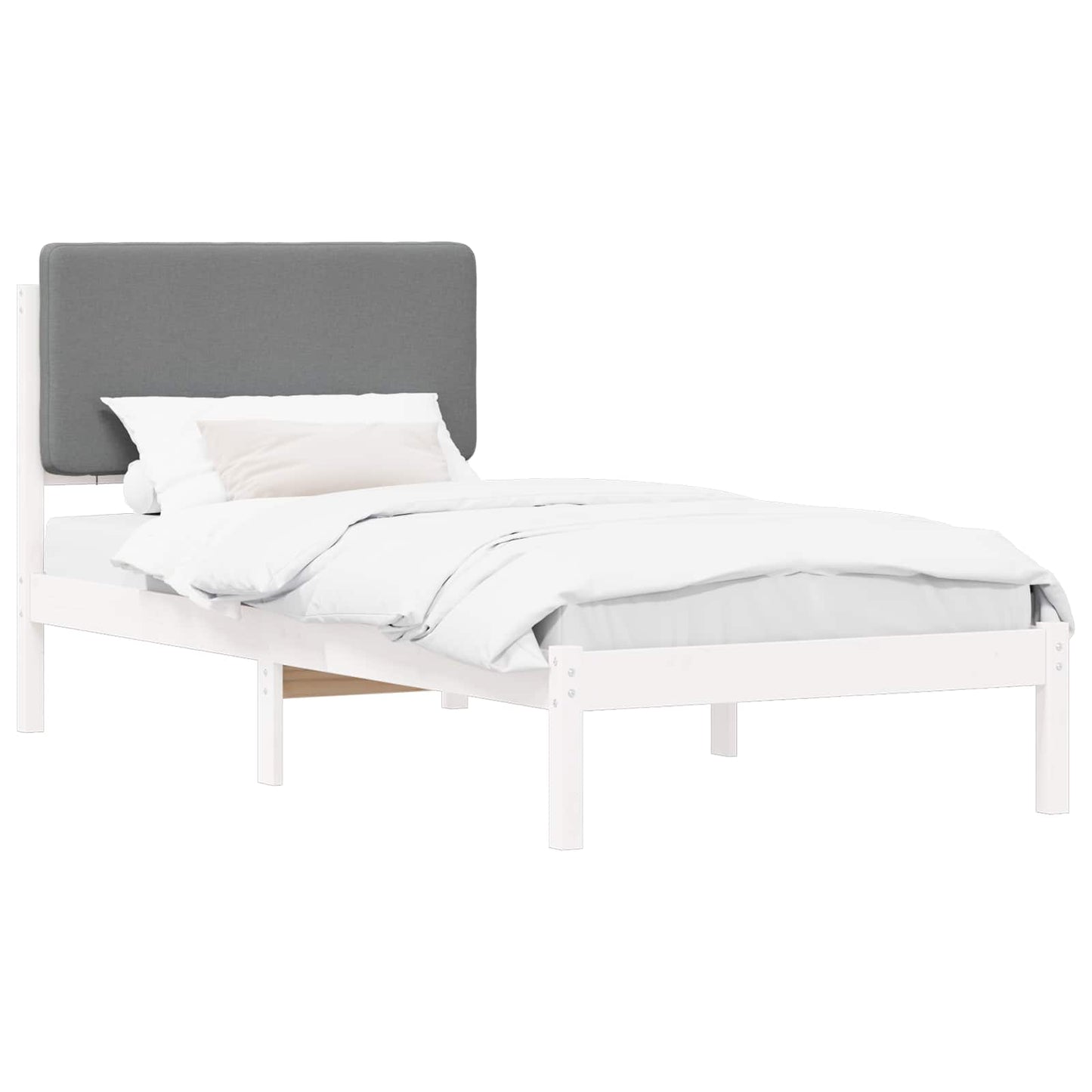 Letto con Testiera Rivestita Grigio chiaro 80 x 200 cm