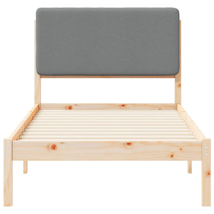 Letto con Testiera Rivestita Grigio chiaro 90 x 190 cm