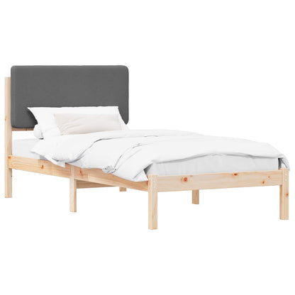 Letto con Testiera Rivestita Grigio scuro 90 x 190 cm