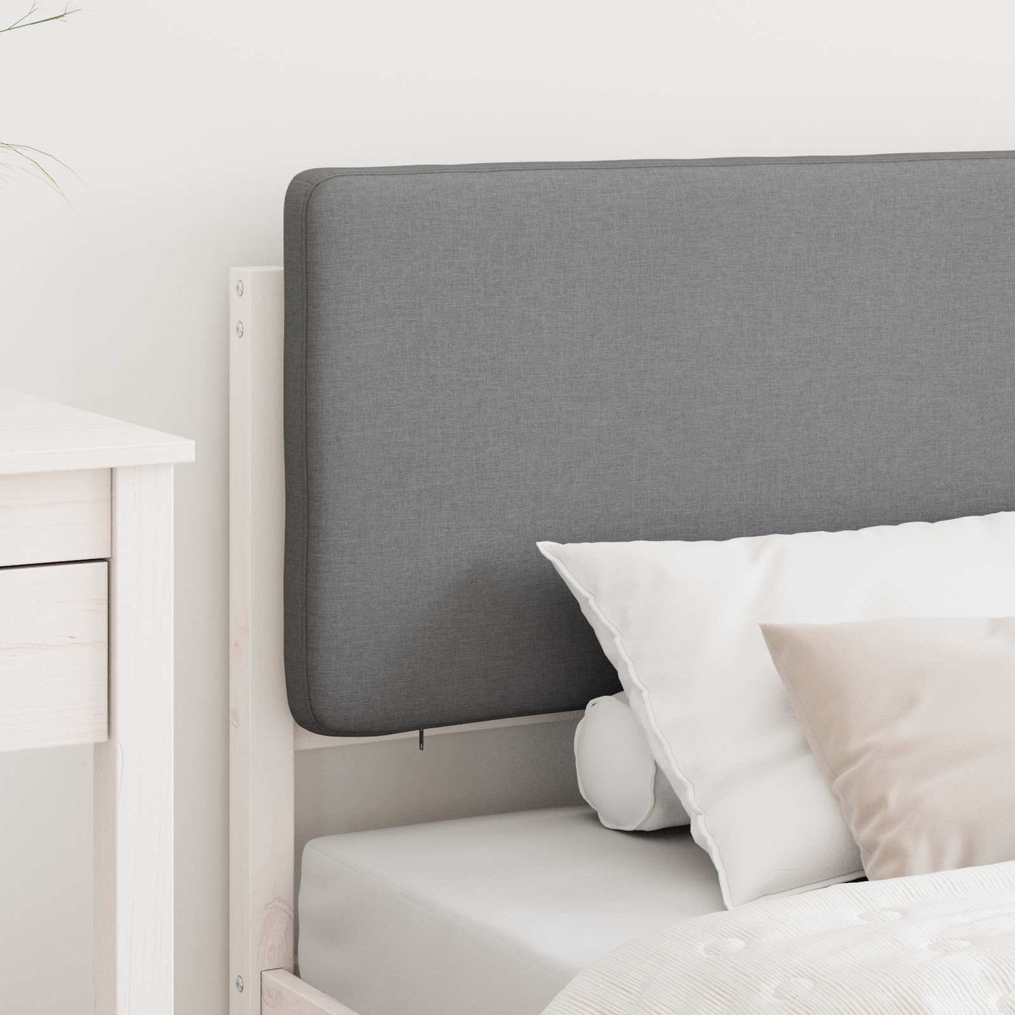 Letto con Testiera Rivestita Grigio chiaro 75 x 190 cm