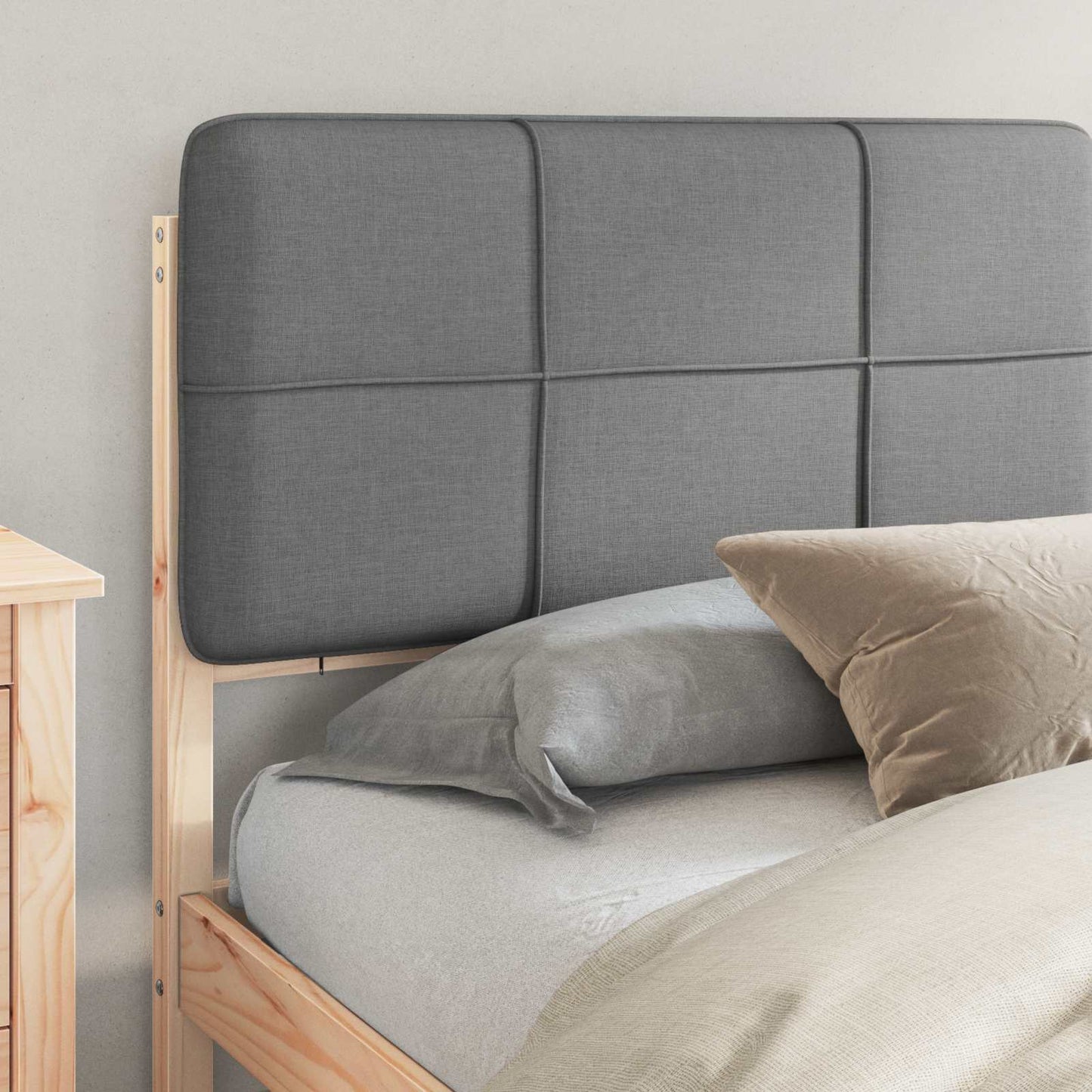 Letto con Testiera Rivestita Grigio chiaro 180 x 200 cm