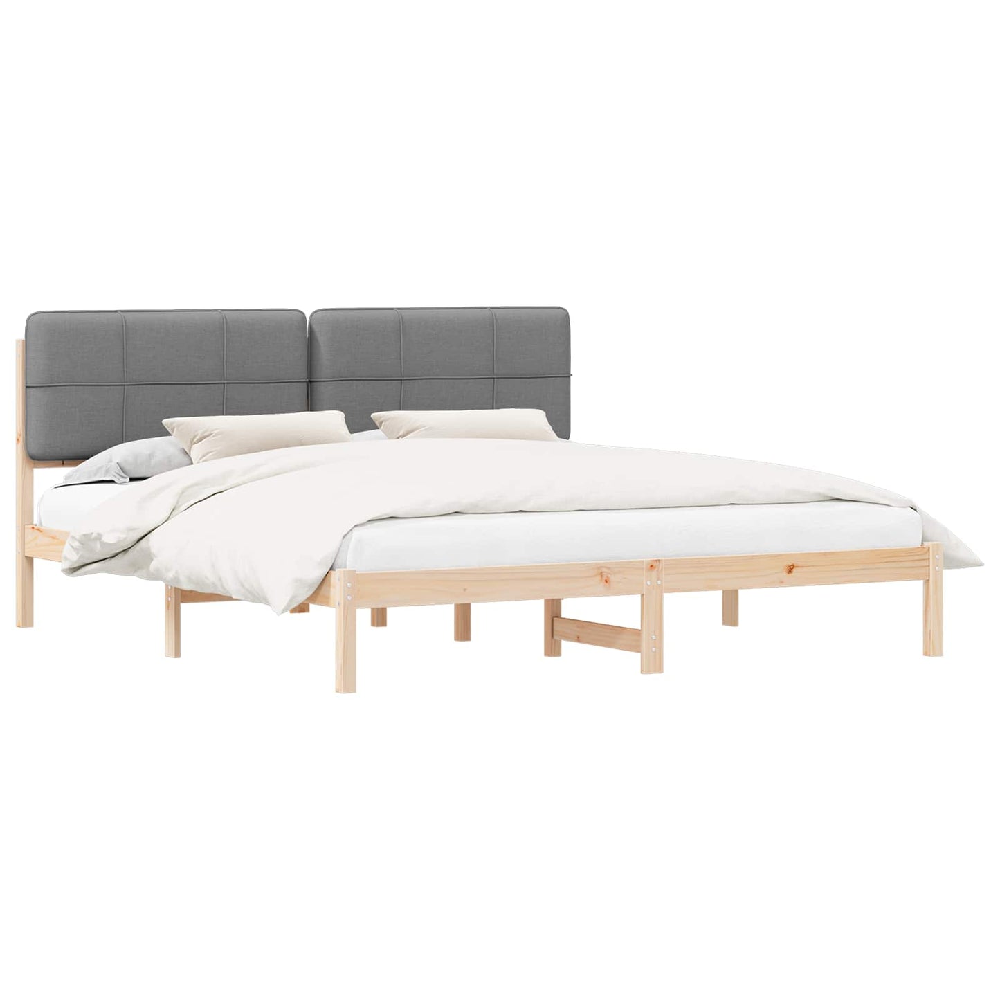 Letto con Testiera Rivestita Grigio chiaro 180 x 200 cm