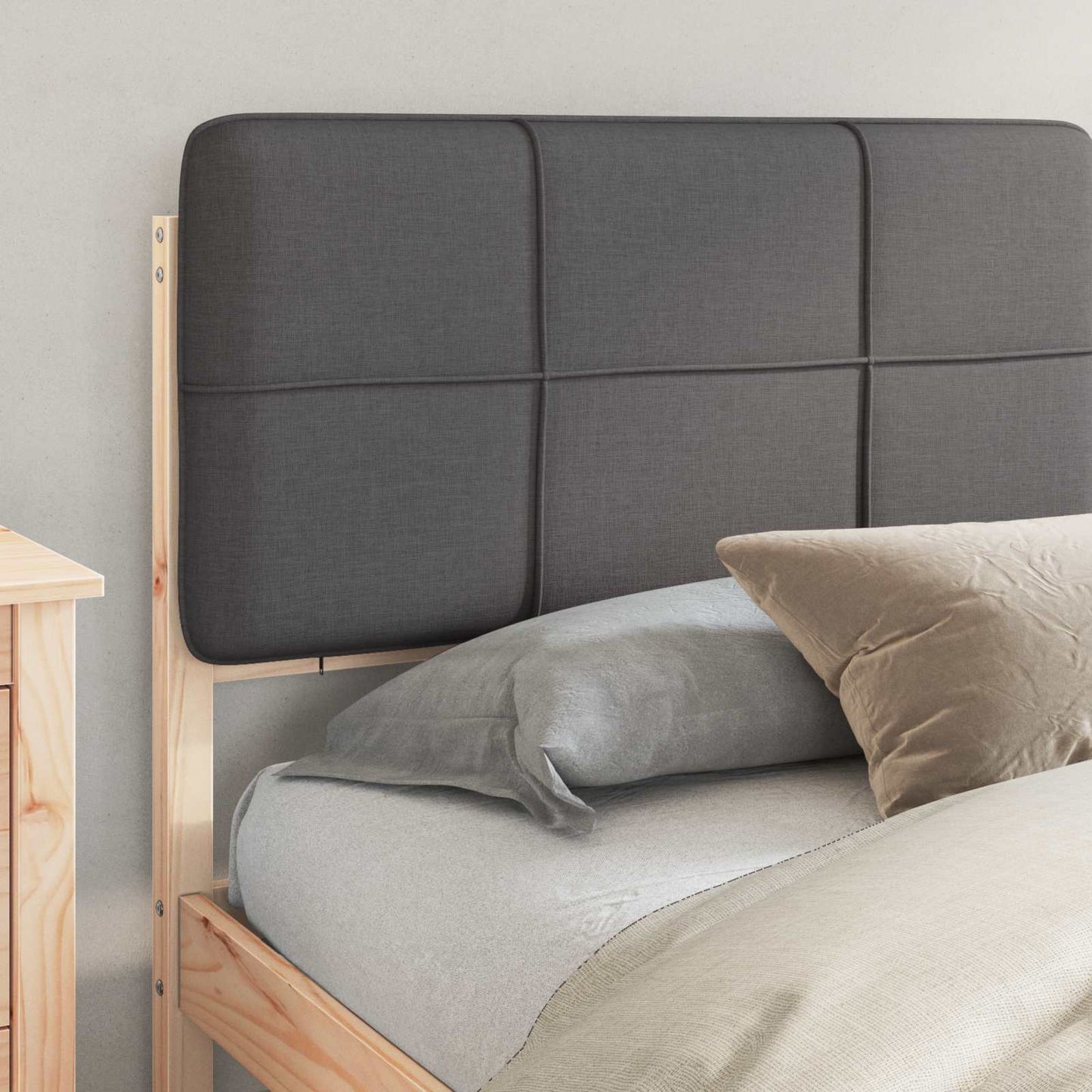 Letto con Testiera Rivestita Grigio scuro 180 x 200 cm