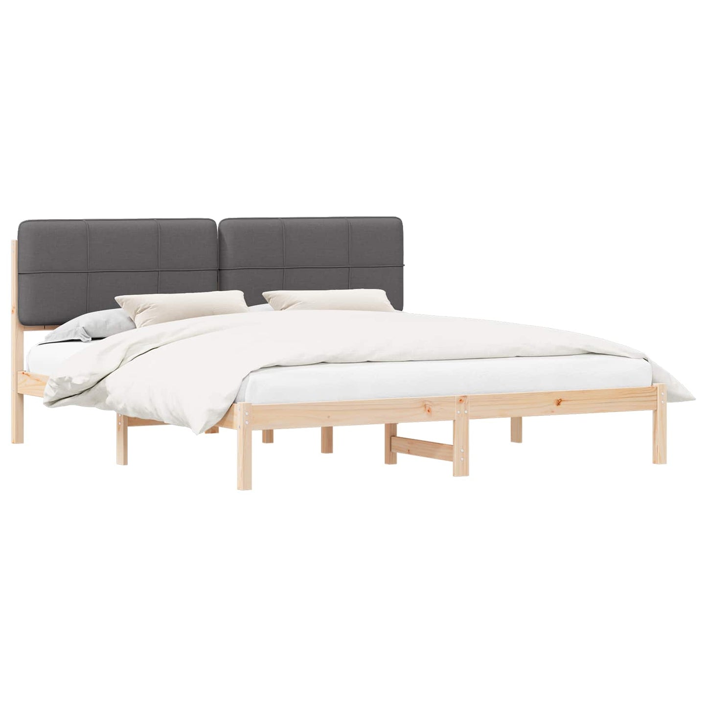 Letto con Testiera Rivestita Grigio scuro 180 x 200 cm