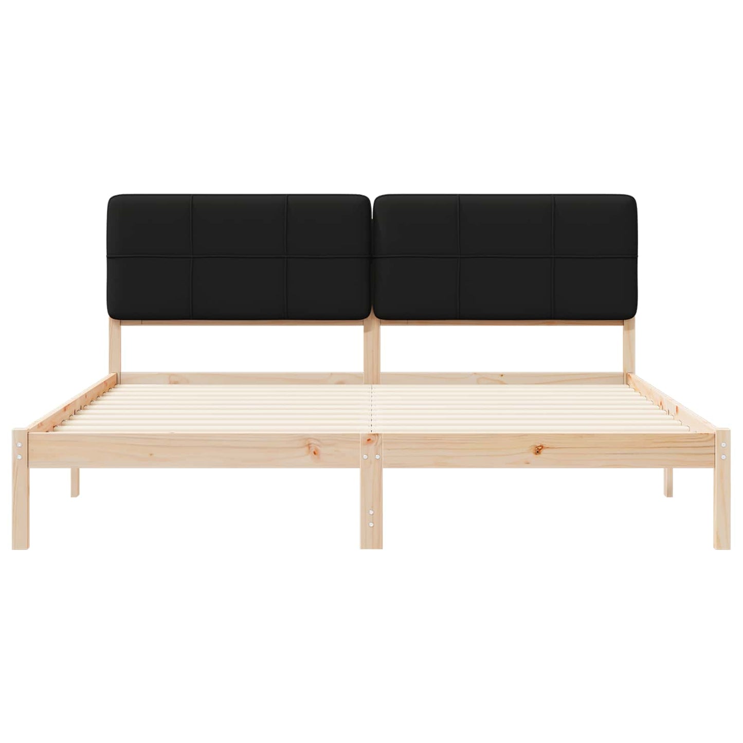 Letto con Testiera Rivestita Nero 180 x 200 cm Pino massello
