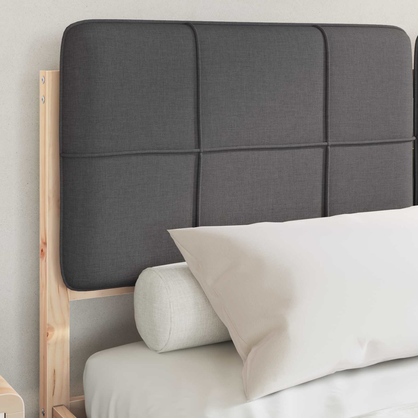 Letto con Testiera Rivestita Grigio scuro 150 x 200 cm