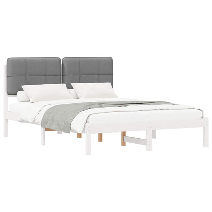 Letto con Testiera Rivestita Grigio chiaro 150 x 200 cm