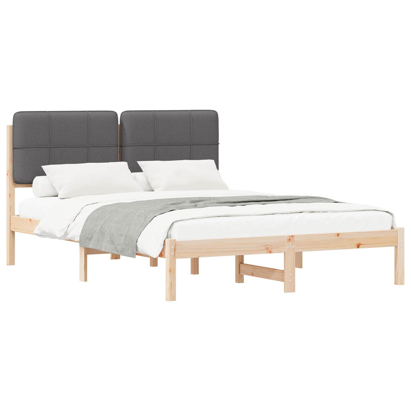 Letto con Testiera Rivestita Grigio scuro 140 x 200 cm