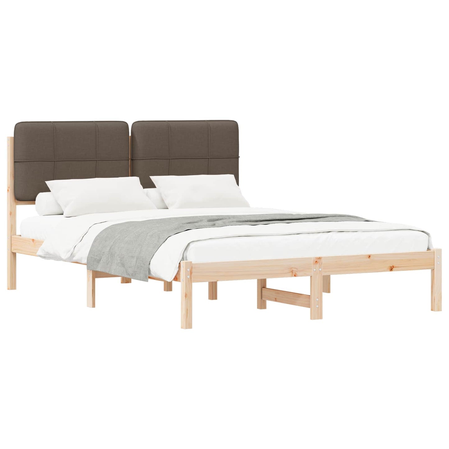 Letto con Testiera Rivestita Talpa 140 x 200 cm Pino massello