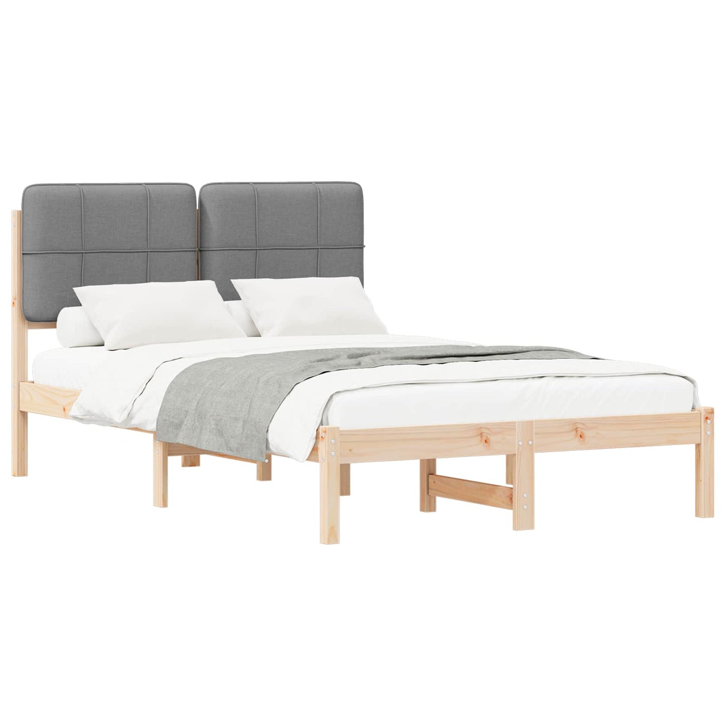 Letto con Testiera Rivestita Grigio chiaro 120 x 200 cm