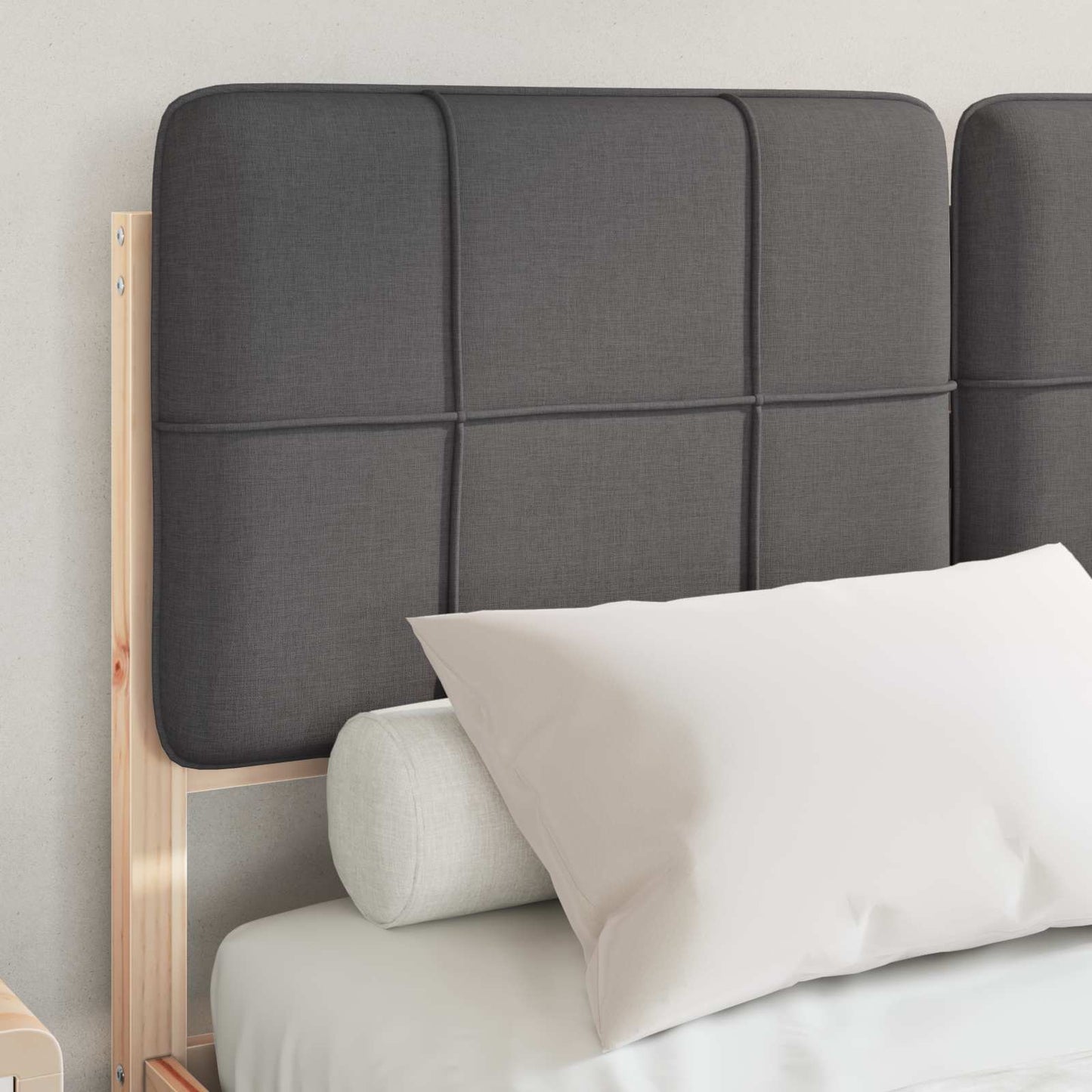 Letto con Testiera Rivestita Grigio scuro 120 x 200 cm