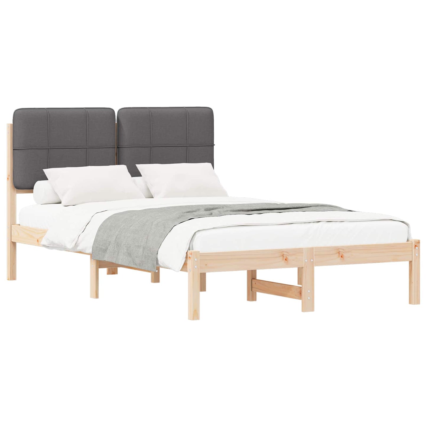 Letto con Testiera Rivestita Grigio scuro 120 x 200 cm
