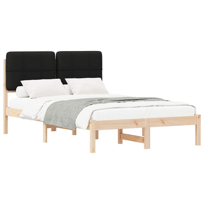 Letto con Testiera Rivestita Nero 120 x 200 cm Pino massello