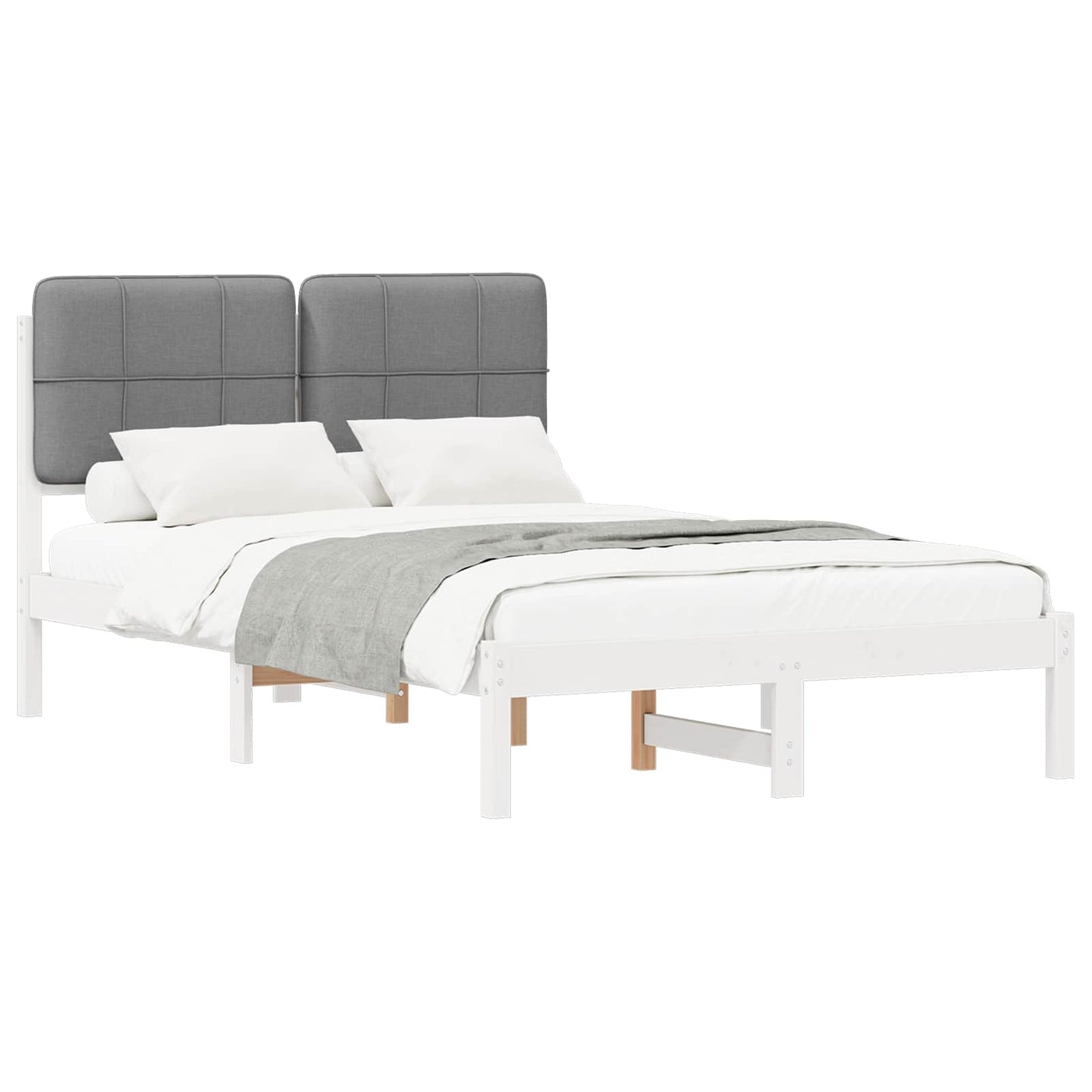 Letto con Testiera Rivestita Grigio chiaro 120 x 200 cm