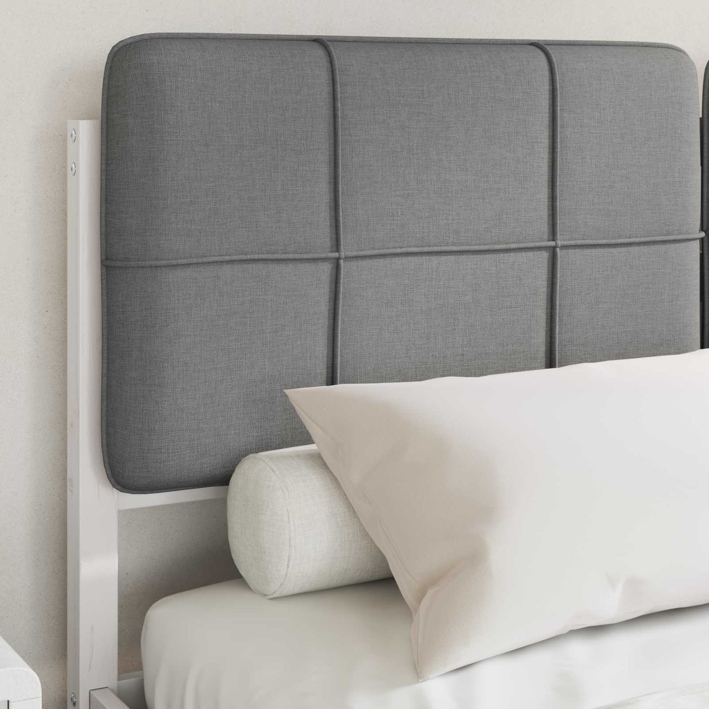 Letto con Testiera Rivestita Grigio chiaro 140 x 190 cm