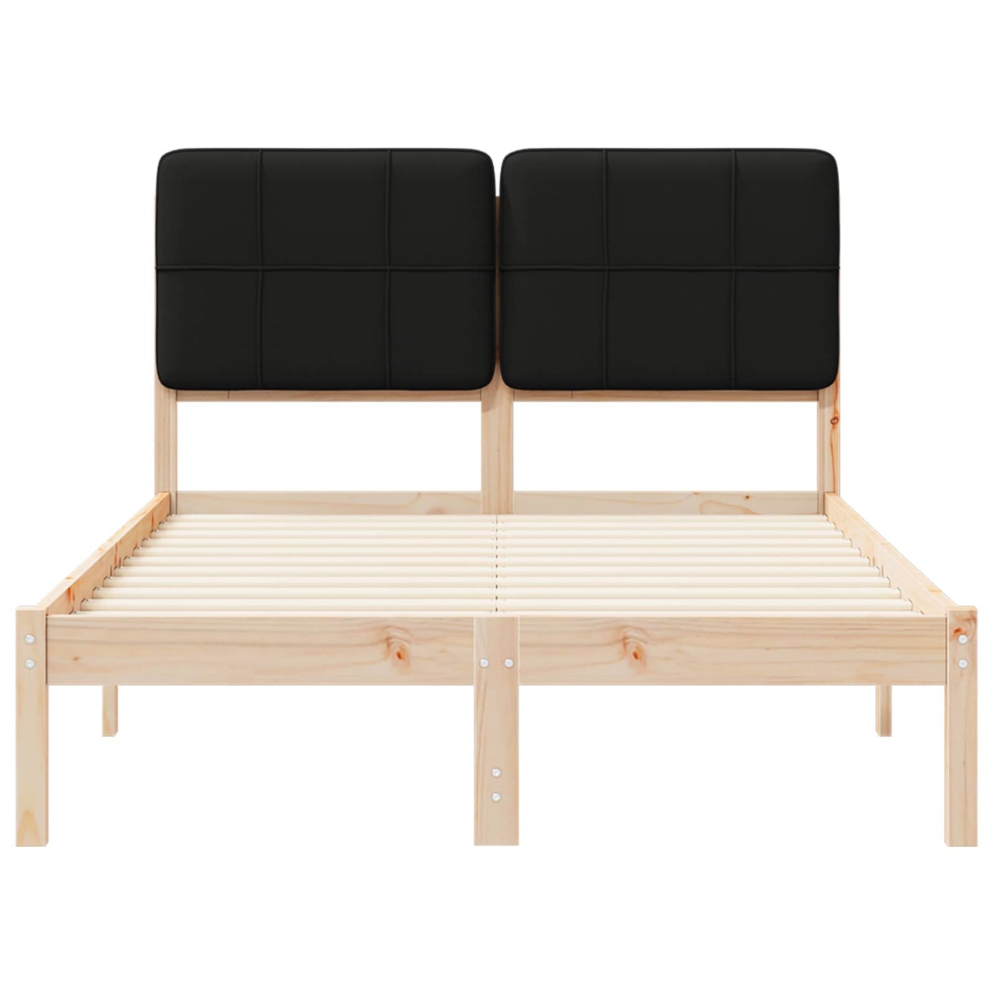Letto con Testiera Rivestita Nero 120 x 190 cm Pino massello