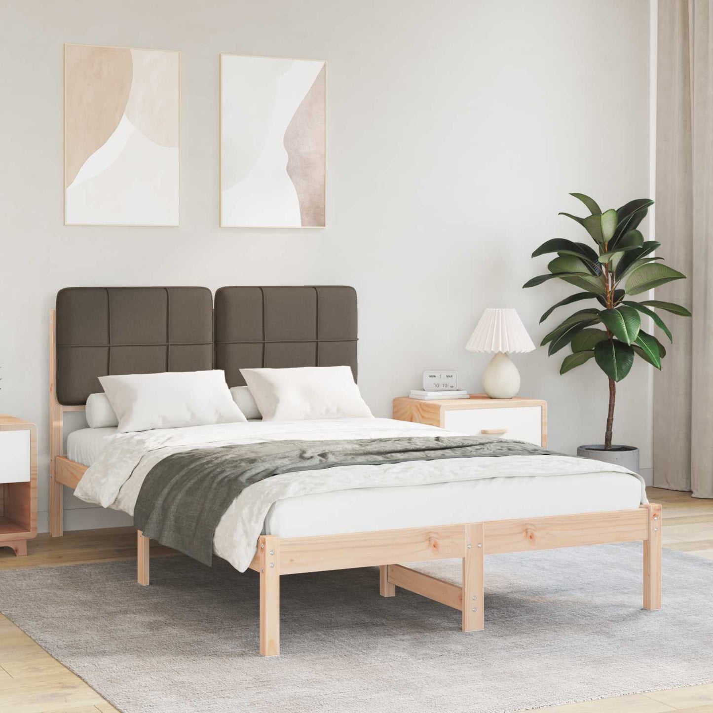 Letto con Testiera Rivestita Talpa 120 x 190 cm Pino massello
