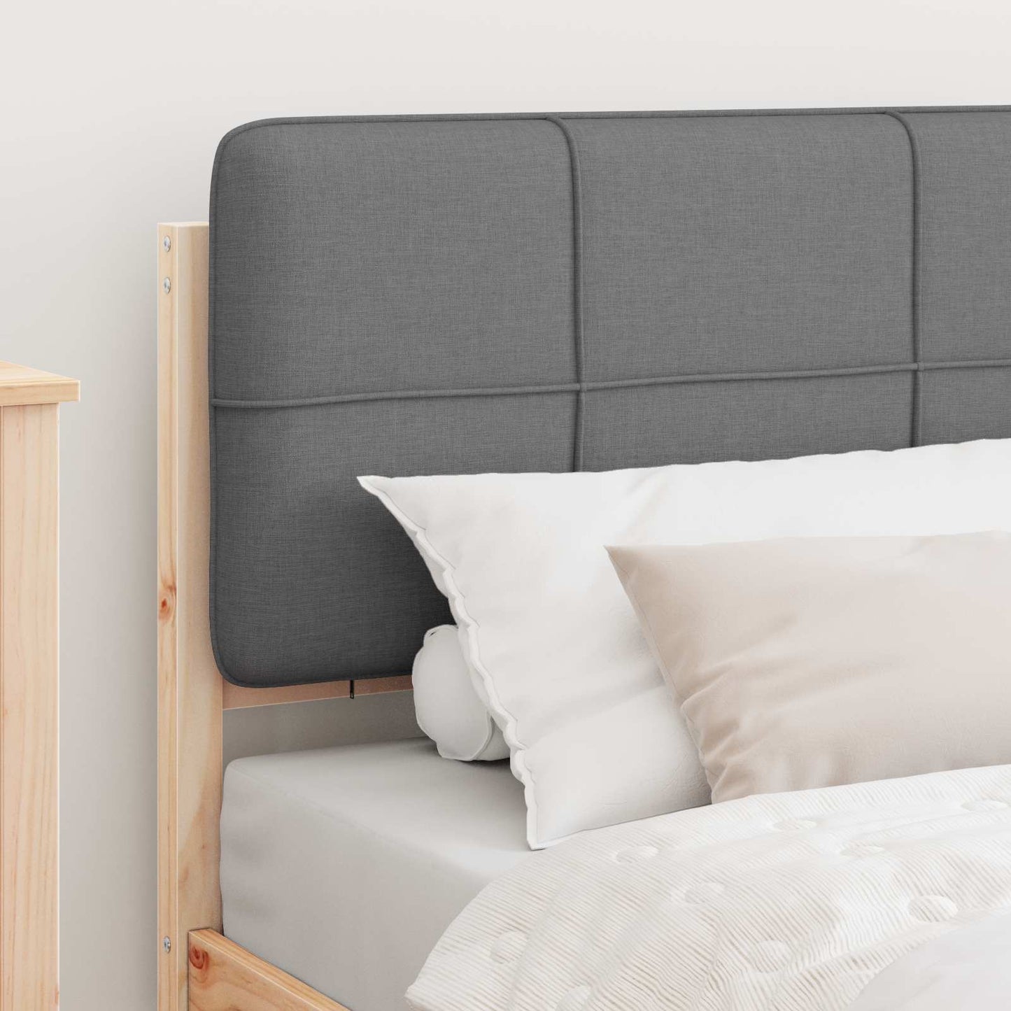 Letto con Testiera Rivestita Grigio chiaro 100 x 200 cm